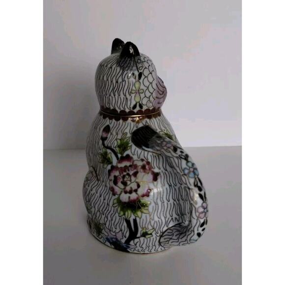 Vintage Figural Cat Cloisonné Teapot 5.5 in L x 5in H x 3in W - Picture 4 of 6